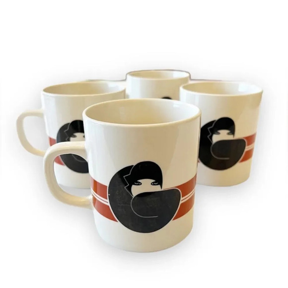 Marco‎ Polo Fine China Art Deco “G” Mugs Set of Four Flapper Roaring 20’s RARE - Picture 1 of 12